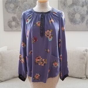 Rebecca Taylor Purple Floral Silk Blouse sz 10